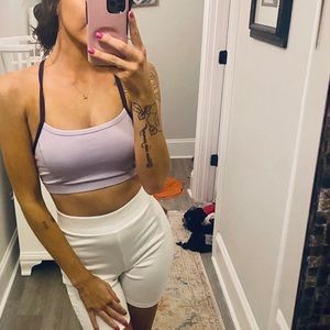 Sports bra and biker shirt set